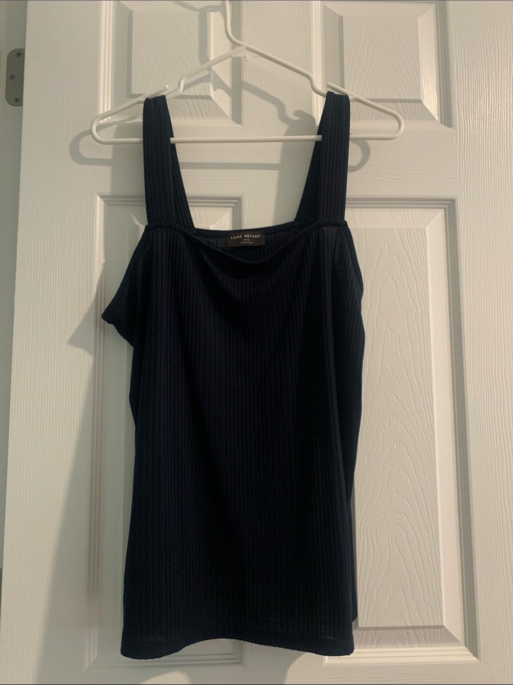 Lane Bryant Navy Ribbed Square-Neck Tank